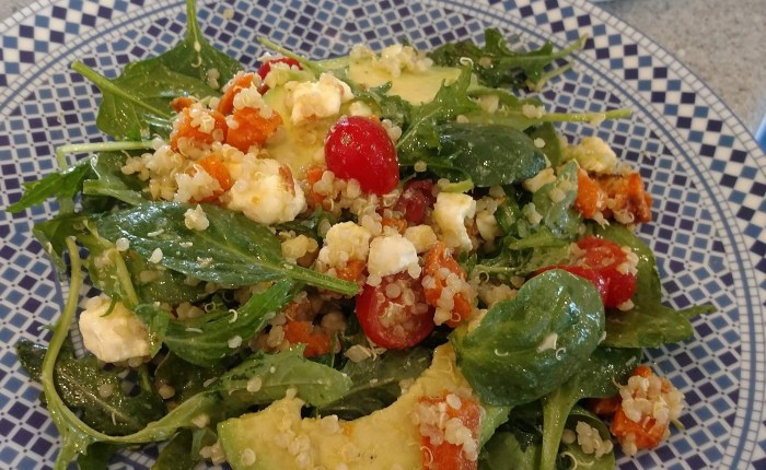 Tasty Spinach Salad with Sweet Potatoes and Quinoa&nbsp;Leftovers!